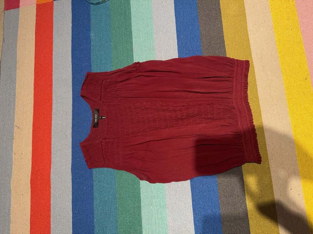 Isabel Marant Burgundy Smocked Sleeveless Blouse Size 40